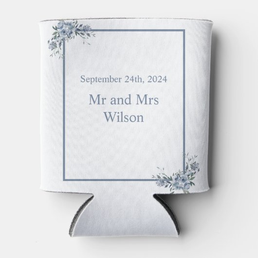 Modern Dusty Blue Floral Blikjeskoeler (Voorkant)