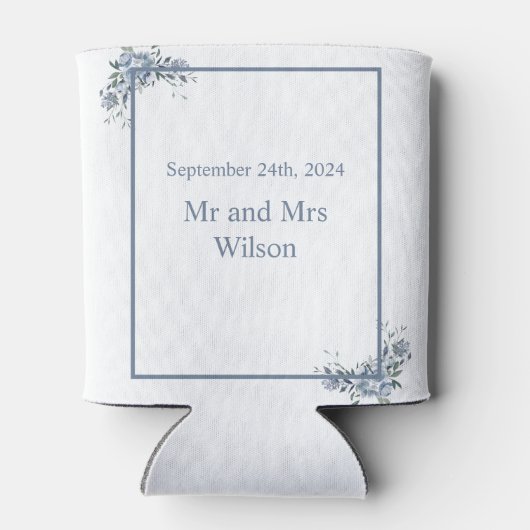 Modern Dusty Blue Floral Blikjeskoeler (Achterkant)