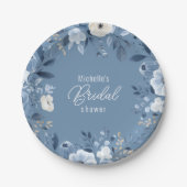 Modern Dusty Blue Floral Boho Vrijgezellenfeest Papieren Bordje (Voorkant)