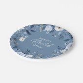 Modern Dusty Blue Floral Boho Vrijgezellenfeest Papieren Bordje (Gekanteld)