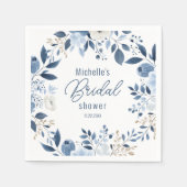 Modern Dusty Blue Floral Boho Vrijgezellenfeest Servet (Voorkant)