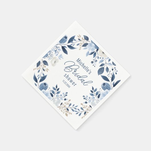 Modern Dusty Blue Floral Boho Vrijgezellenfeest Servet (Hoek)