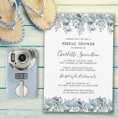 Modern Dusty Blue Floral Botanical Vrijgezellenfee Kaart