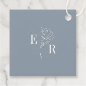 Modern Dusty Blue Floral Bruiloft Welkomstgeschenk Bedankjes Labels (Achterkant)