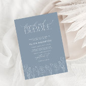 Modern Dusty Blue Floral Brunch & Bubble Shower Kaart