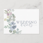 Modern Dusty Blue Floral Details Wedding  Informatiekaartje (Voorkant)