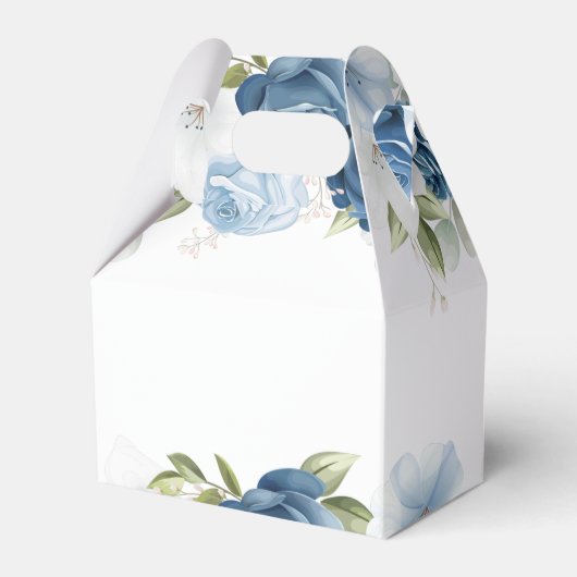 Modern Dusty Blue Floral Elegant Wedding Dank u Bedankdoosjes (Achterkant)