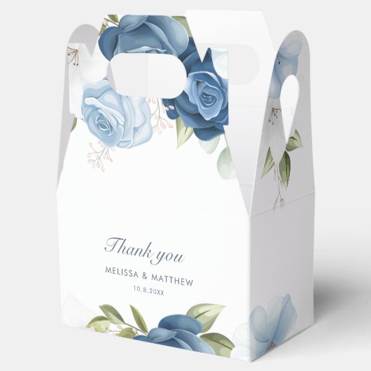 Modern Dusty Blue Floral Elegant Wedding Dank u Bedankdoosjes (Geopend)