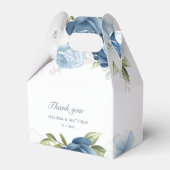 Modern Dusty Blue Floral Elegant Wedding Dank u Bedankdoosjes (Voorkant Zijde)