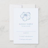 Modern Dusty Blue Floral Elegant Wedding RSVP Kaartje (Voorkant)