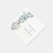 Modern Dusty Blue Floral Floral Wedding Servet (Hoek)