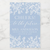 Modern Dusty Blue Floral Future Mrs Vrijgezellenfe Wijn Etiket (Enkel label)