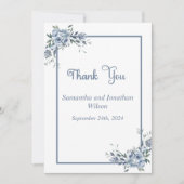 Modern Dusty Blue Floral Hartelijk dank Kaart (Voorkant)