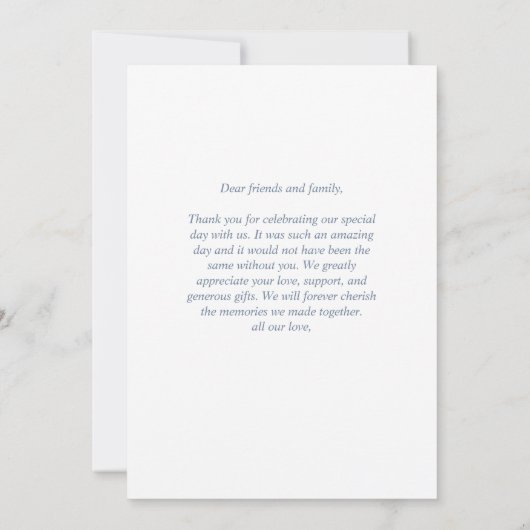 Modern Dusty Blue Floral Hartelijk dank Kaart (Achterkant)