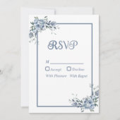 Modern Dusty Blue Floral RSVP-kaart Kaart (Voorkant)