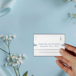 Modern Dusty Blue Floral Uitnodigingen Wikkel