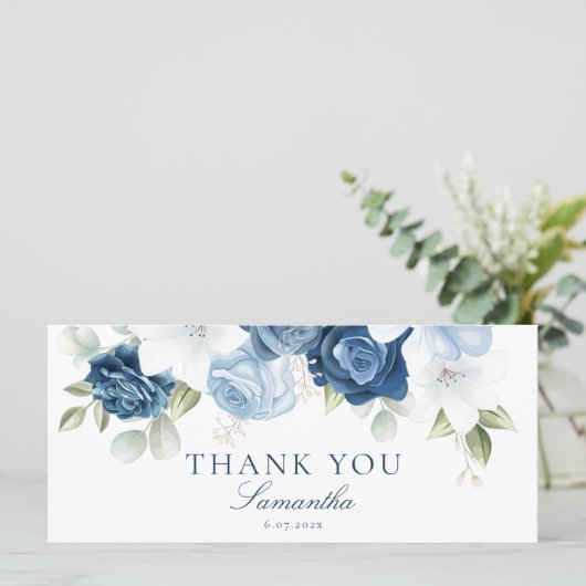 Modern Dusty Blue Floral Vrijgezellenfeest Bedankt (Staand voorkant)