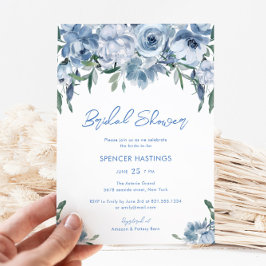 Modern Dusty Blue Floral Vrijgezellenfeest Kaart