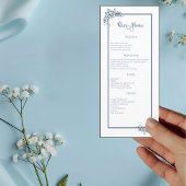 Modern Dusty Blue Floral Wedding Dinner Menu