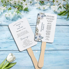 Modern Dusty Blue Floral Wedding Program Handwaaier