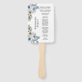 Modern Dusty Blue Floral Wedding Program Handwaaier (Voorkant)