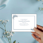Modern Dusty Blue Floral Wedding Rehearsal Kaart