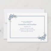 Modern Dusty Blue Floral Wedding Rehearsal Kaart (Voorkant)