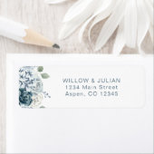Modern Dusty Blue Floral Wedding Return Address Etiket (Insitu)