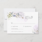 Modern Dusty Blue Floral Wedding RSVP Kaart (Voorkant)