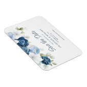 Modern Dusty Blue Floral Wedding Save the Date Magneet (Rechterzijde)