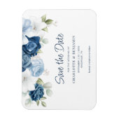 Modern Dusty Blue Floral Wedding Save the Date Magneet (Verticaal)