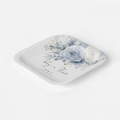 Modern Dusty Blue Florals Baby in Bloom Shower Papieren Bordje (Gebogen)