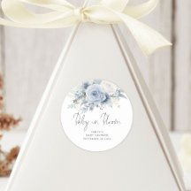 Modern Dusty Blue Florals Baby in Bloom Shower