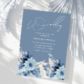 Modern Dusty Blue Flowers Beauely Wedding Kaart