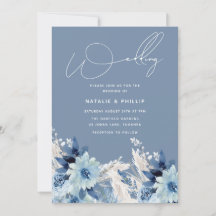 Modern Dusty Blue Flowers Beauely Wedding