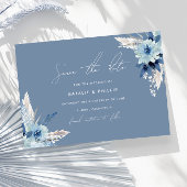 Modern Dusty Blue Flowers Beauely Wedding Save The Date