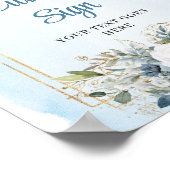 Modern Dusty Blue Flowers Custom Wedding Sign Poster (Hoek)