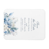 Modern Dusty Blue Flowers Save the Date Kaart Magneet (Horizontaal)