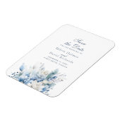 Modern Dusty Blue Flowers Save the Date Kaart Magneet (Linkerzijde)
