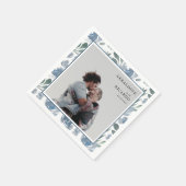 Modern Dusty Blue & Foto Bruiloft Servet (Hoek)