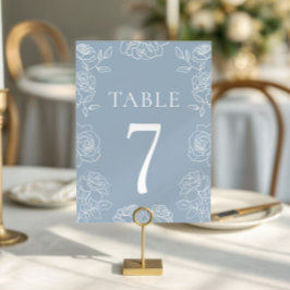 Modern Dusty Blue Franse Rozen bruiloft Kaart