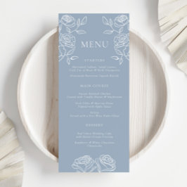 Modern Dusty Blue Franse Rozen Wedding Menu