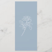 Modern Dusty Blue Franse Rozen Wedding Menu (Achterkant)