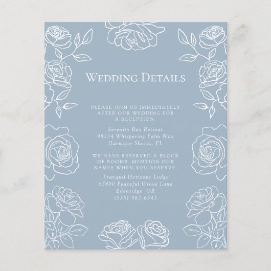 Modern Dusty Blue French Roses Wedding Details (Voorkant)