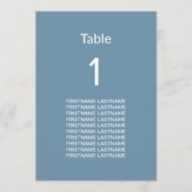 Modern Dusty Blue Gastennamen Tafel Kaart