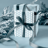 Modern Dusty Blue Geometrical, Polka Dot & Trees Inpakpapier Vel