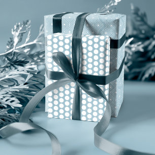 Modern Dusty Blue Geometrical, Polka Dot & Trees Inpakpapier Vel
