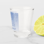 Modern Dusty Blue Glitter Bachelorette Party Shot Glas (Rechts)