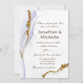 Modern Dusty Blue Gold Abstract Christelijk huweli Kaart (Voorkant)