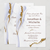 Modern Dusty Blue Gold Abstract Christelijk huweli Kaart (Voorkant / Achterkant)